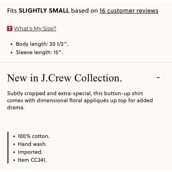 J.CREW Collection Top Women 4 Floral Appliques Button Up NEW Cropped White CC241 - Picture 4 of 16